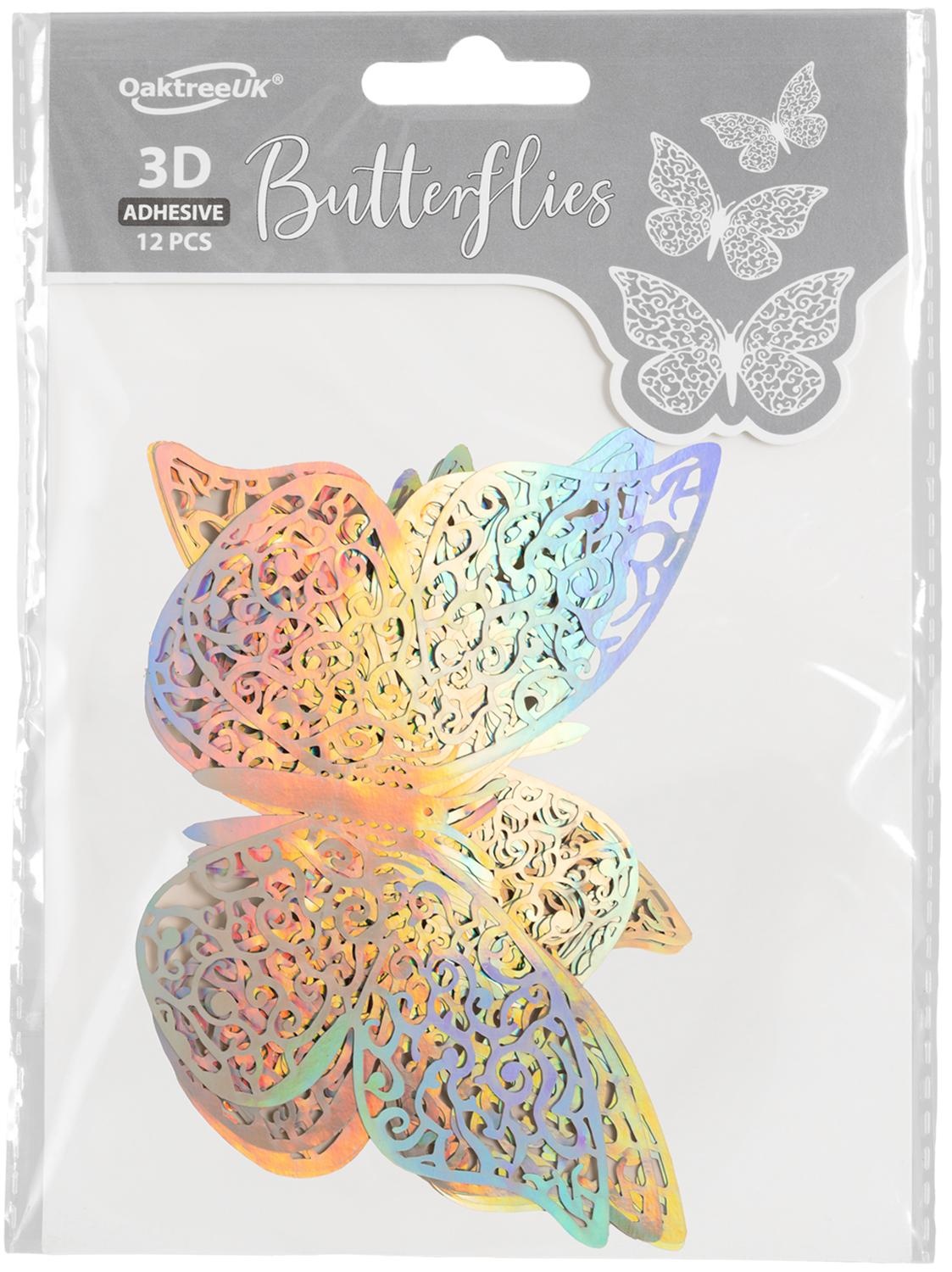 Butterfly 3D Adhesive - Irridescent - 12 stuks