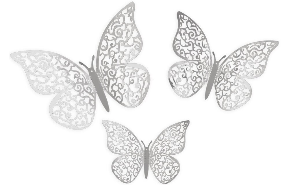 Butterfly 3D Adhesive - Silver - 12 stuks