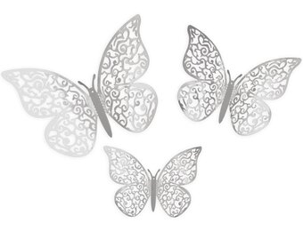 Butterfly 3D Adhesive - Silver - 12stuks