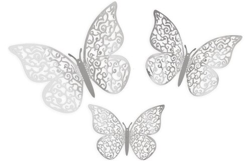 Butterfly 3D Adhesive - Silver - 12 stuks