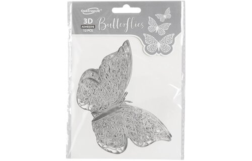 Butterfly 3D Adhesive - Silver - 12 stuks