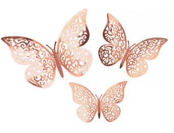 Butterfly 3D Adhesive - Rosegold - 12stuks