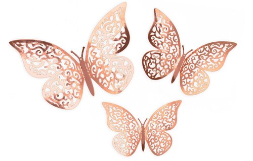 Butterfly 3D Adhesive - Rosegold - 12stuks