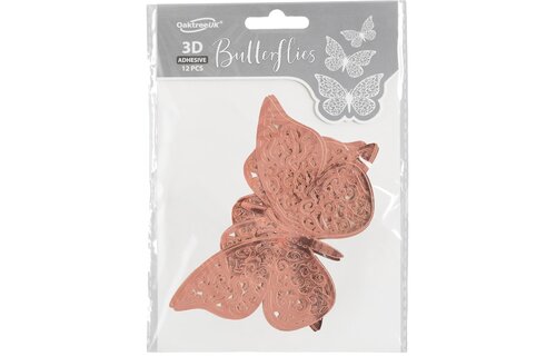 Butterfly 3D Adhesive - Rosegold - 12stuks