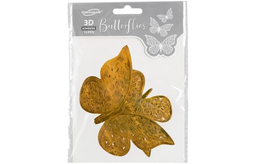 Butterfly 3D Adhesive - Gold - 12stuks