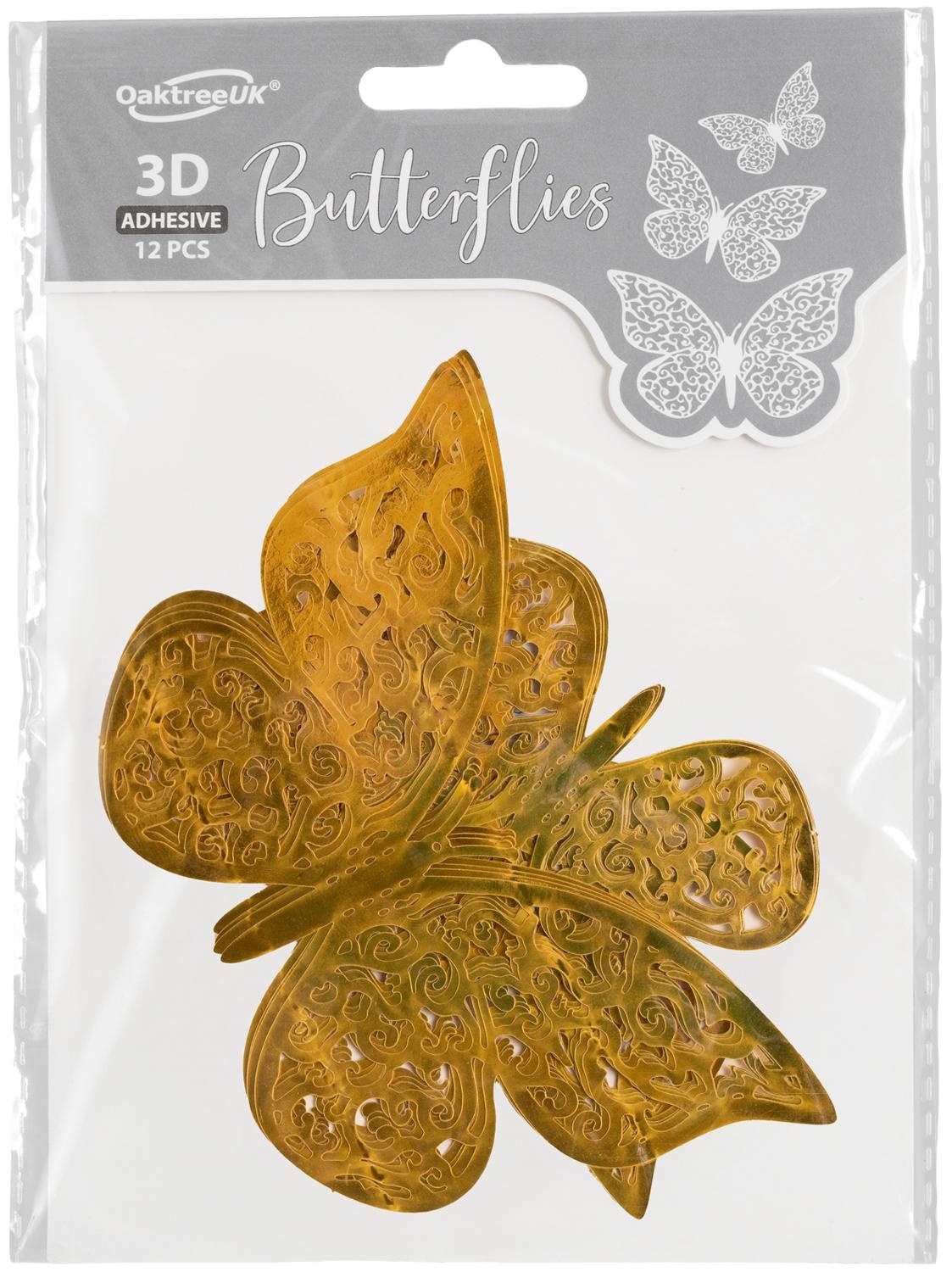 Butterfly 3D Adhesive - Gold - 12stuks