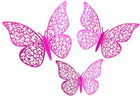 Butterfly 3D Adhesive - Fuchsia - 12stuks