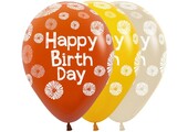 Sempertex 12 inch  - Happy Birthday - Citrus/Orange Assortment - 25 pcs