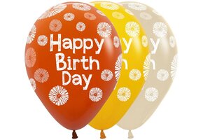 Sempertex 12 inch  - Happy Birthday - Citrus/Orange Assortment - 25 pcs