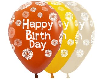 Sempertex 12 inch  - Happy Birthday - Citrus/Orange Assortment - 25 pcs