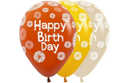 Sempertex 12 inch  - Happy Birthday - Citrus/Orange Assortment - 25 pieces