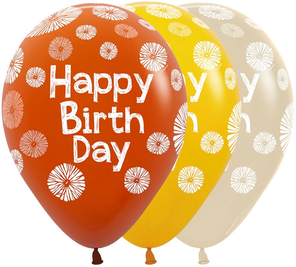 Sempertex 12 inch  - Happy Birthday - Citrus/Orange Assortment - 25 pieces
