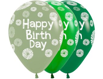 Sempertex 12 inch  - Happy Birthday - Citrus/Green Asortment - 25 pcs