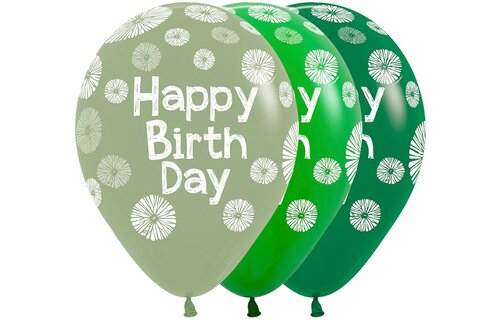 Sempertex 12 inch  - Happy Birthday - Citrus/Green Asortment - 25 pieces