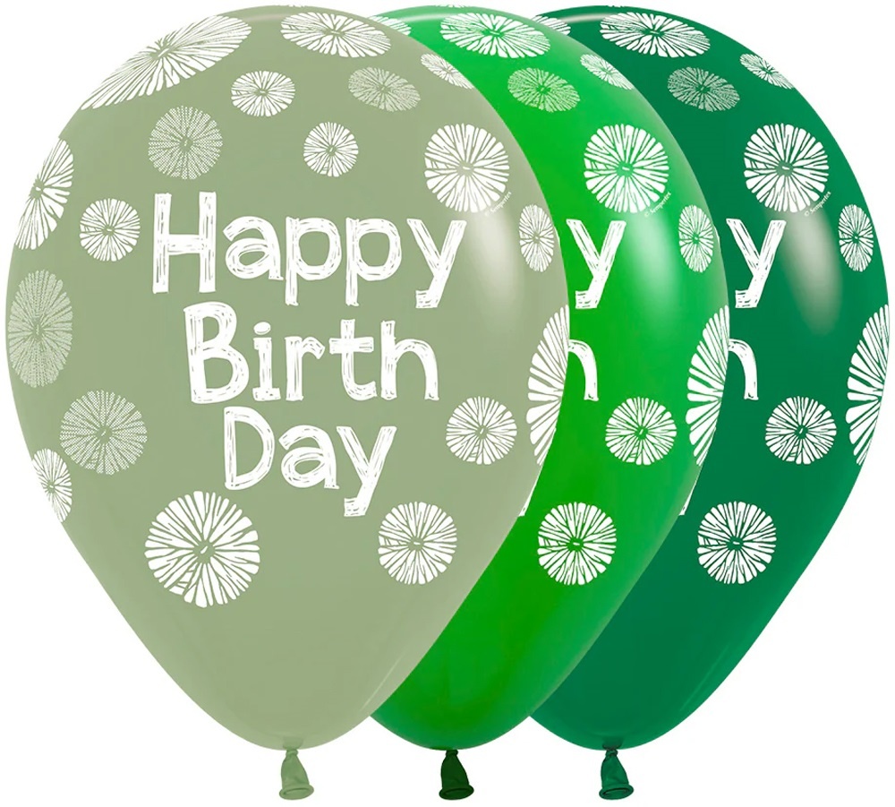 Sempertex 12 inch  - Happy Birthday - Citrus/Green Asortment - 25 pieces