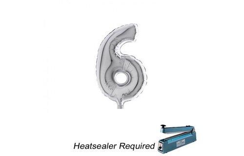 Cijfer 6 - Silver - 7 inch - 10 ct
