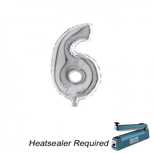 Cijfer 6 - Silver - 7 inch - 10 ct