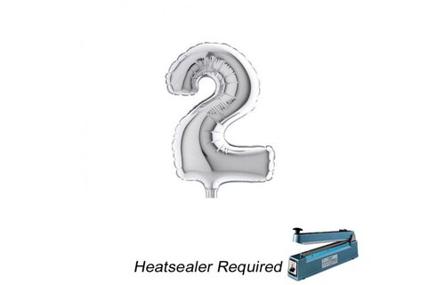 Cijfer 2 - Silver - 7 inch - 10 ct