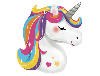 Unicorn - Head Silver Horn - Anagram - 70 x 78 cm