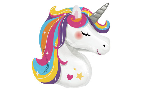 Unicorn - Head Silver Horn - Anagram - 70 x 78 cm