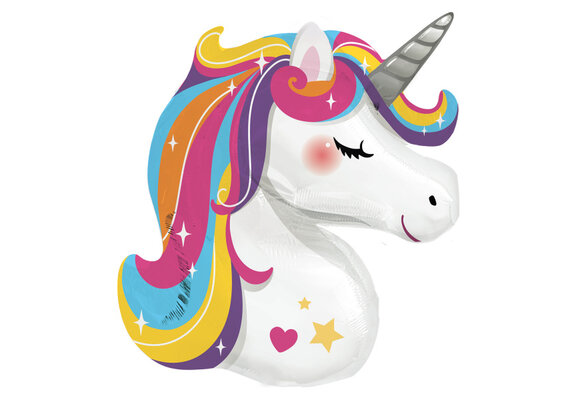 Unicorn - Head Silver Horn - 70 x 78 cm - Anagram