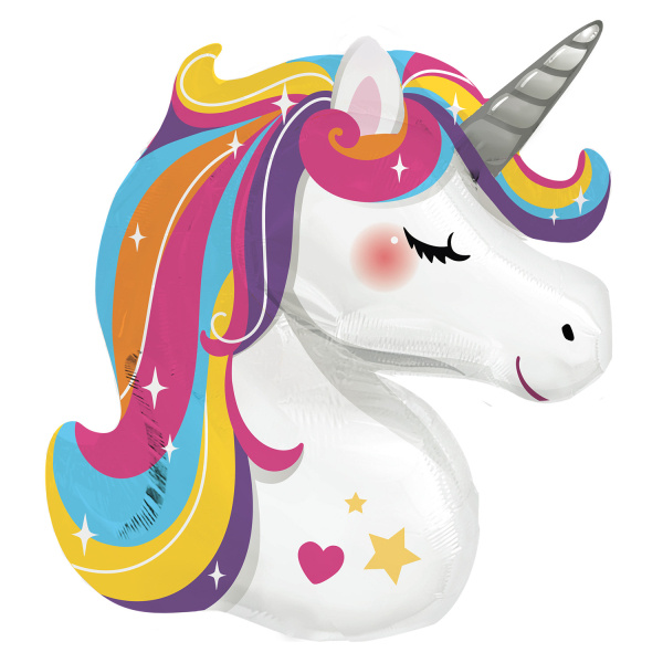 Unicorn - Head Silver Horn - 70 x 78 cm - Anagram