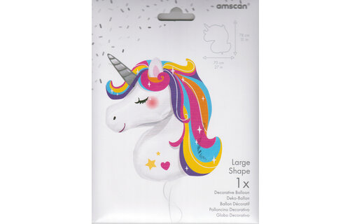 Unicorn - Head Silver Horn - Anagram - 70 x 78 cm