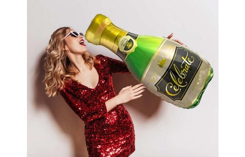 Champagne Bottle Celebrate - Green - 31 x 73cm