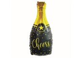 Champagne Bottle Cheers - Black - 35 x 76cm