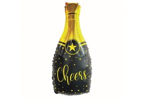 Champagne Bottle Cheers - Black - 35 x 76cm