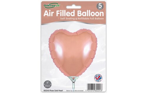 Heart - Rose Gold - 9inch - package 5 count - with valve