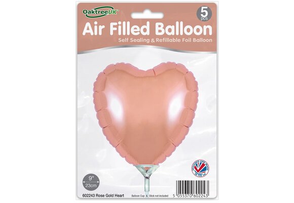 Heart - Rose Gold - 9inch - package 5 ct - with valve