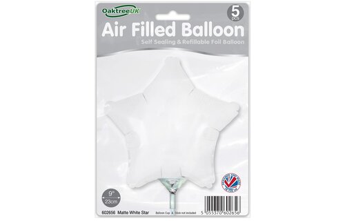 Star - White - O9"/22cm - package 5 count - with valve