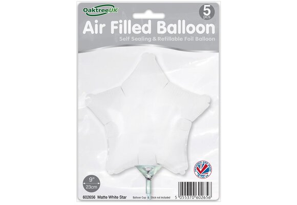 Star - White - O9"/22cm -package 5 ct - with valve