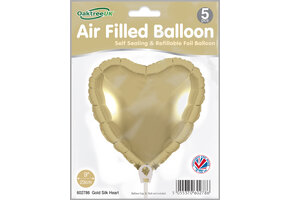 Heart - Gold Silk - 9inch - package 5 ct - with valve