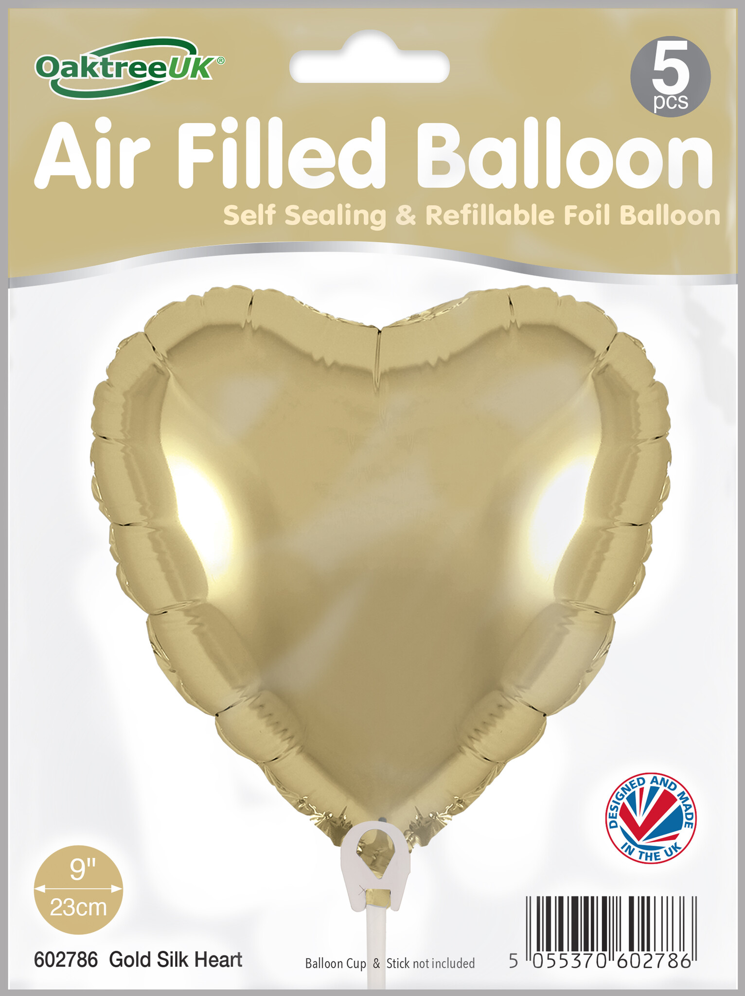 Heart - Gold Silk - 9inch - verpakt 5stks - zelfsluitend