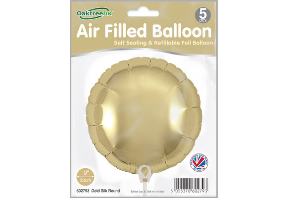 Round - Gold Silk - 9inch - package 5 ct - with valve