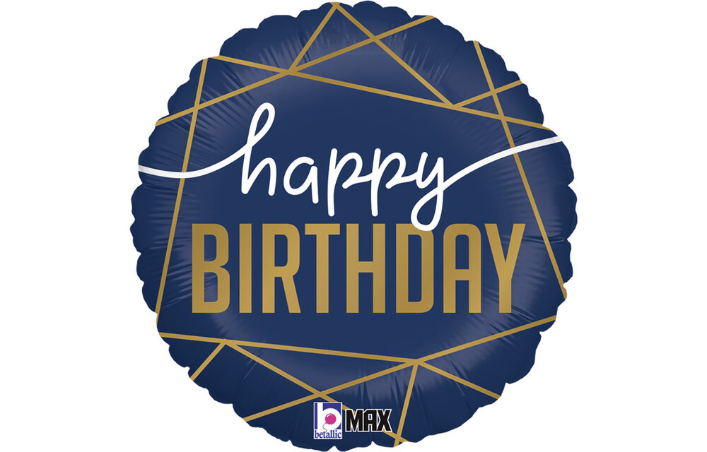 Birthday - Navy Geo - 18 inch - Betallic