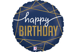 Birthday - Navy Geo - 18 inch - Betallic