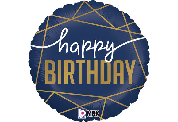 Birthday - Navy Geo - 18 inch - Betallic