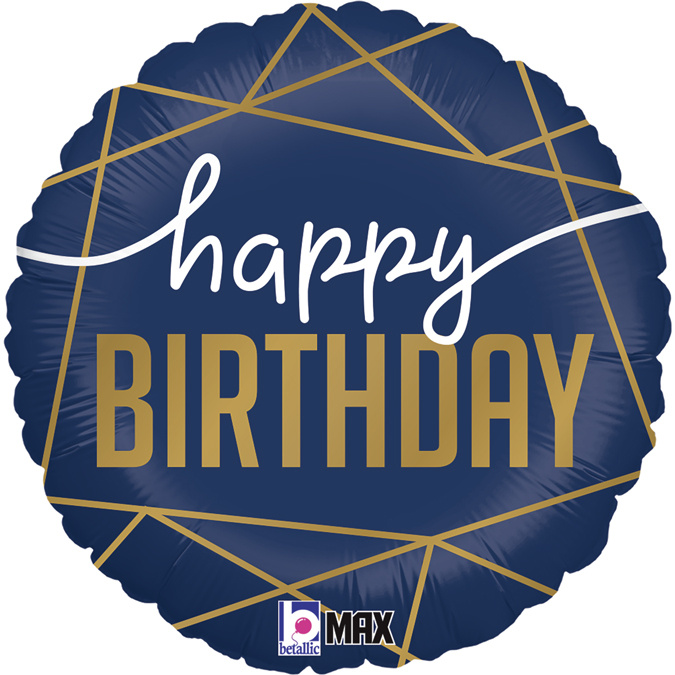 Birthday - Navy Geo - 18 inch - Betallic