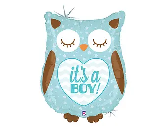 It's a Boy - Baby Owl - 26 inch - Betallic