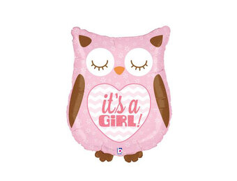 It's a Girl - Baby Owl - 26 inch - Betallic