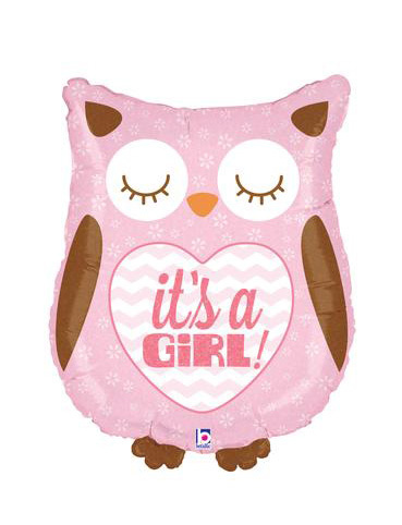 It's a Girl - Baby Owl - 26 inch - Betallic