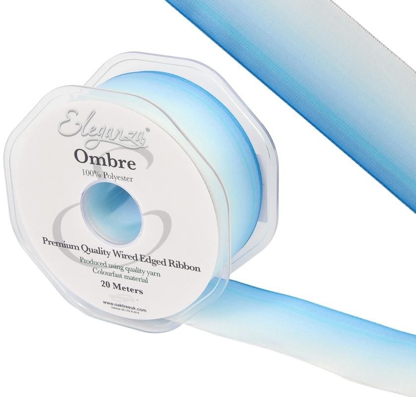 Ombre Ribbon - Light Blue - 38mm x 20m