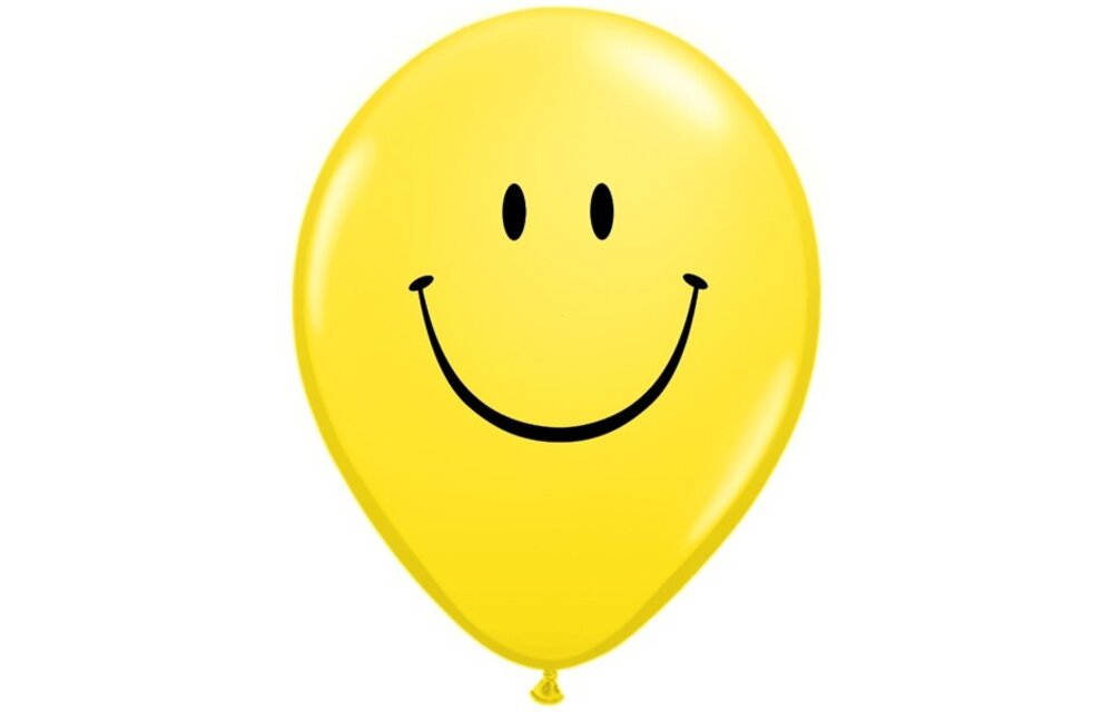 Qualatex 11 inch - Smiley Face - Yellow - 25 Stuks