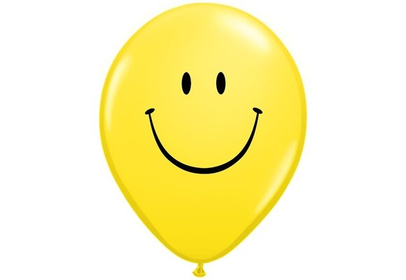 Qualatex 11 inch - Smiley Face - Yellow - 25 Stuks