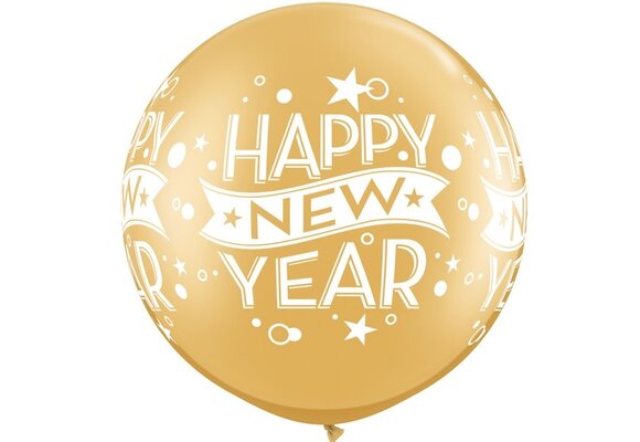 Qualatex 36 inch - New Year Confetti Dots - Gold - 2 stuks