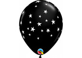 Qualatex 11 inch - Stars - Black - White Stars- 25 Stuks
