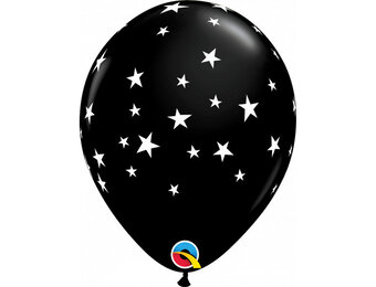 Q.11 - Stars - Onyx Black - White Stars- 25 Stuks